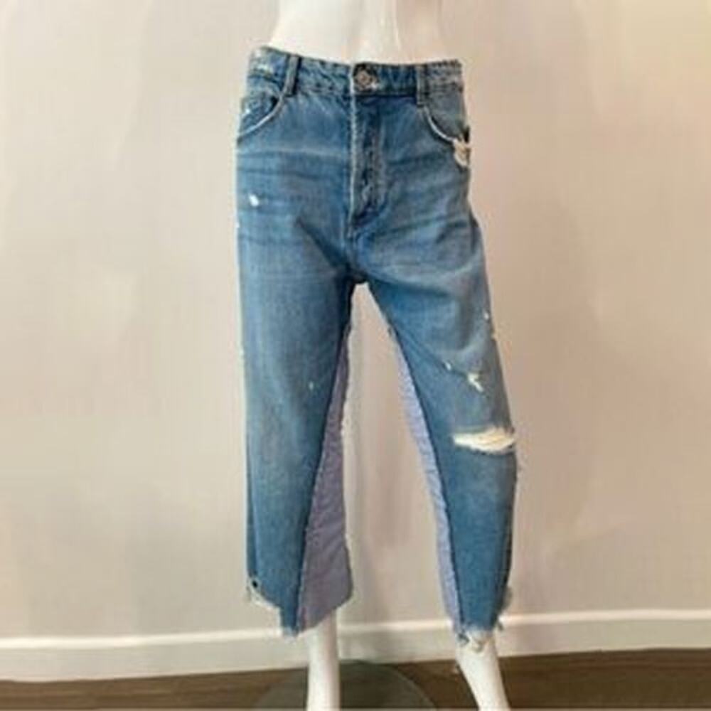 Zara IX'D Makers Distressed Mixed Denim Jeans - Size 4